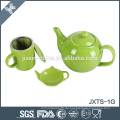 Keramik-Tee und Kaffee-Set mit Edelstahl-Fileter, 1200ml Teekanne mit Teebeutel Untertasse